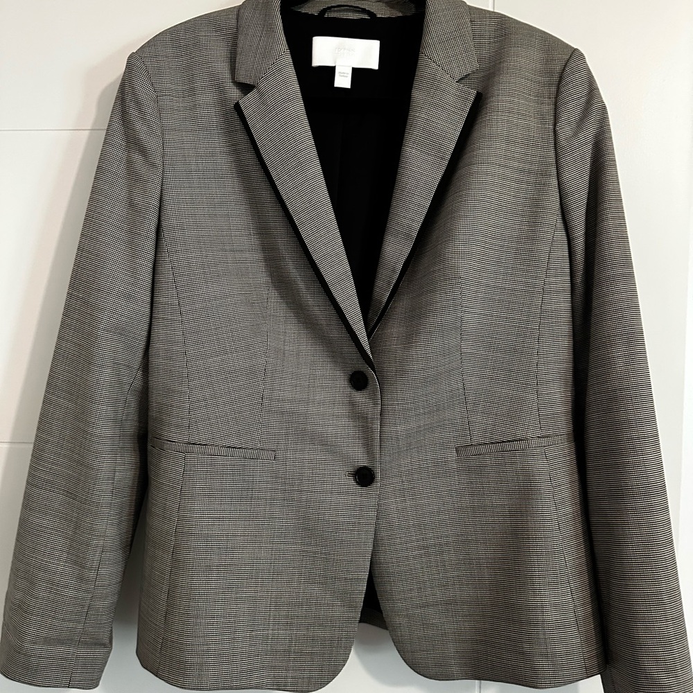 Boss Gray Wool-Blend Blazer with Notched Lapel